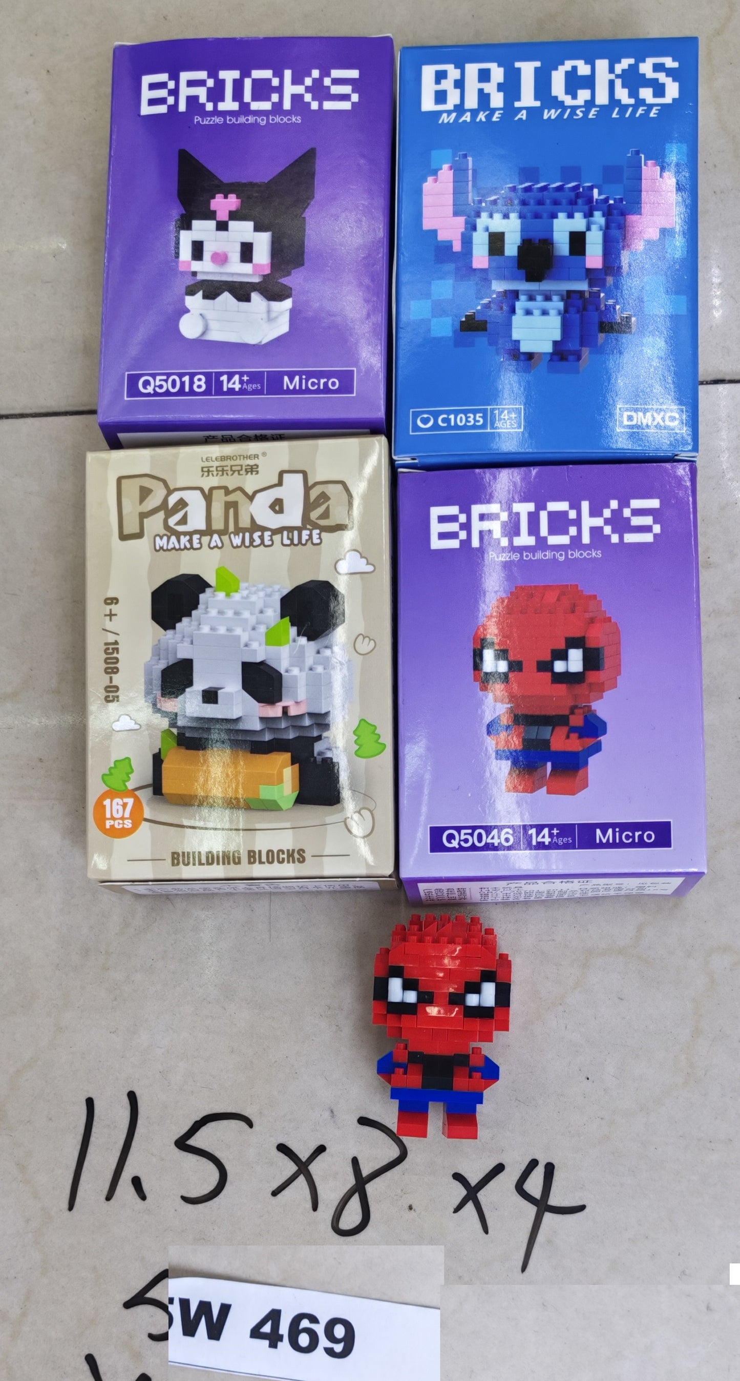 W469 - MINI LEGO BLOCKS STITCH/SPIDERMAN