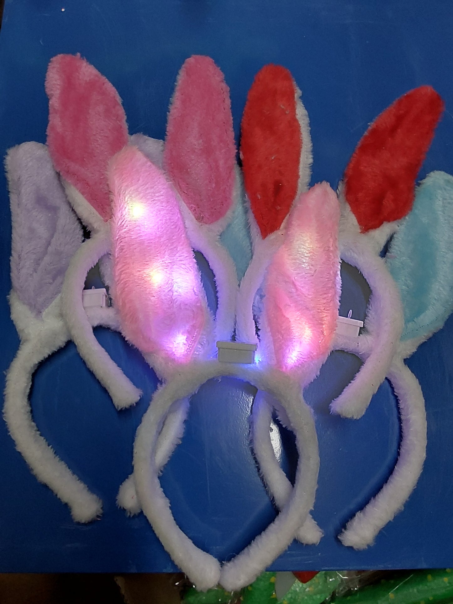 V279 - LONG FLUFFY RABBIT EARS LED HEADPIECE
