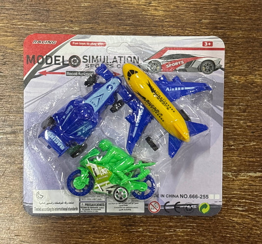 E263- 3Pc Set (plane,car,bike)