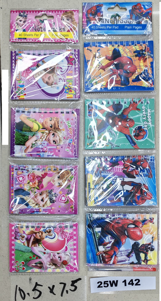 W142 - DISNEY MINI BOOK SET [4pc] (10.5X7.5CM)