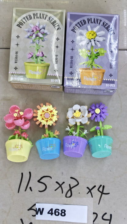 W468 - MINI LEGO BLOCKS FLOWER MIX DESIGNS