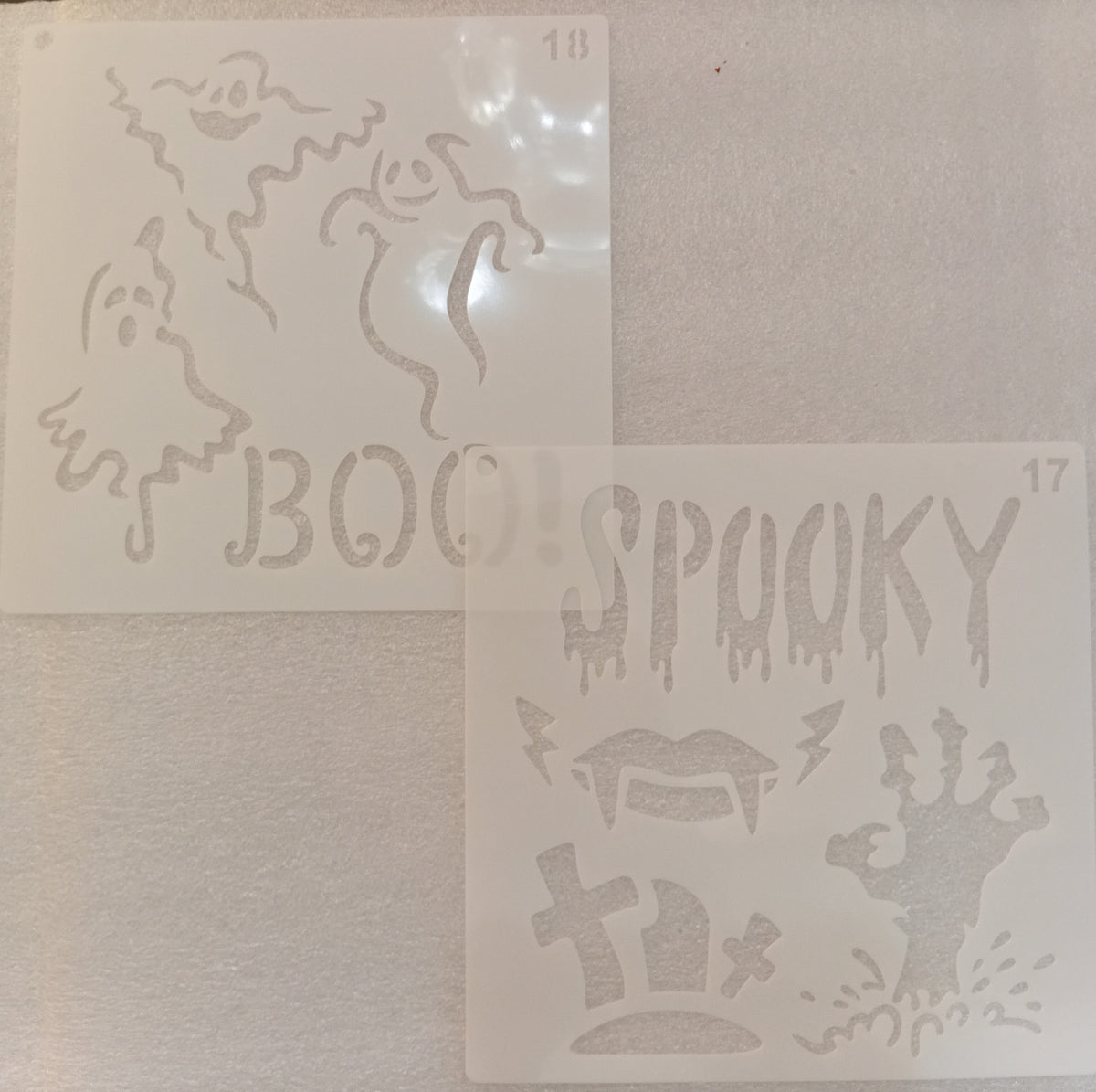 E323- 24 PC HALLOWEEN STENCIL SET (LARGE 6X6IN)