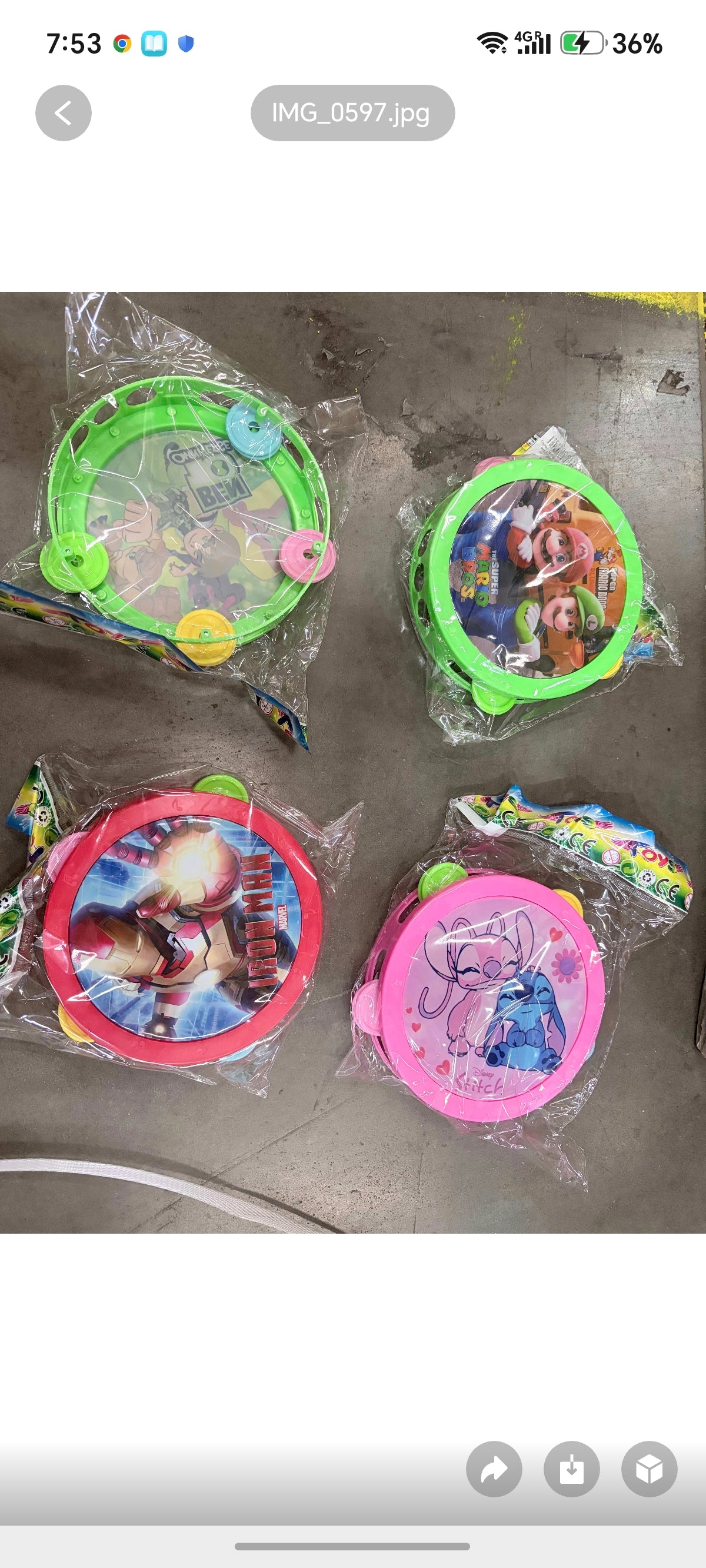 E54- Disney 2in 1 Tambourine/drum set (1pc))