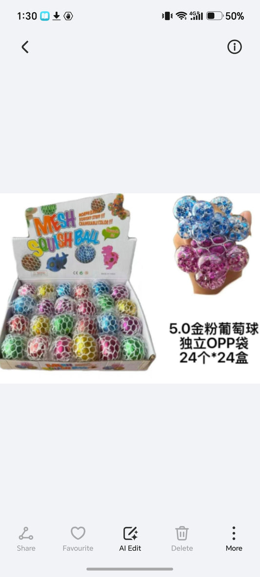 E131-Small Glitter Mesh Ball(24PCs box$120 )