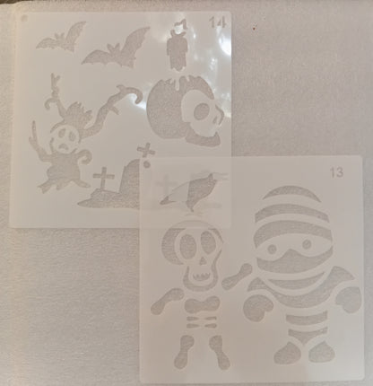 E323- 24 PC HALLOWEEN STENCIL SET (LARGE 6X6IN)