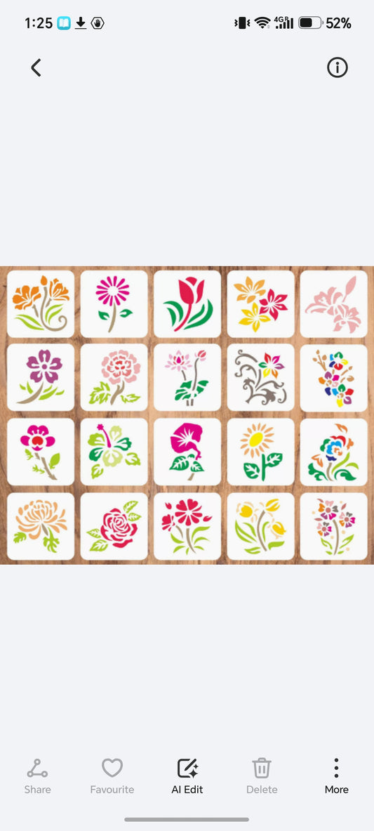 E322- 20pc Flowers Stencil Set