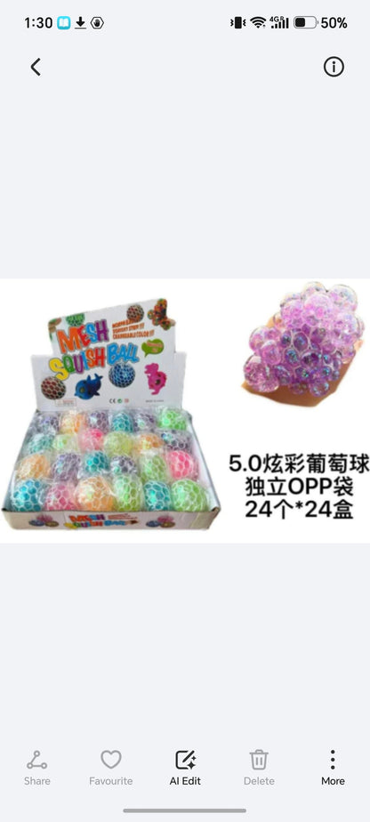 E129-Small Clear  Mesh Ball(24PCs box $120)
