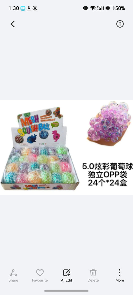 E129-Small Clear  Mesh Ball(24PCs box $120)
