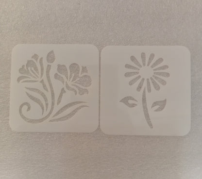 E322- 20PC FLOWERS STENCIL SET (SMALL 2.5X2.5IN)