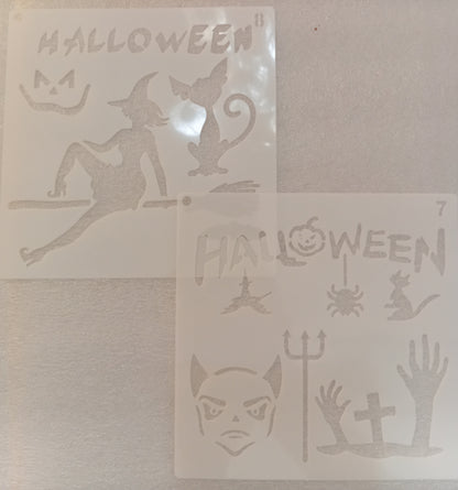 E323- 24 PC HALLOWEEN STENCIL SET (LARGE 6X6IN)
