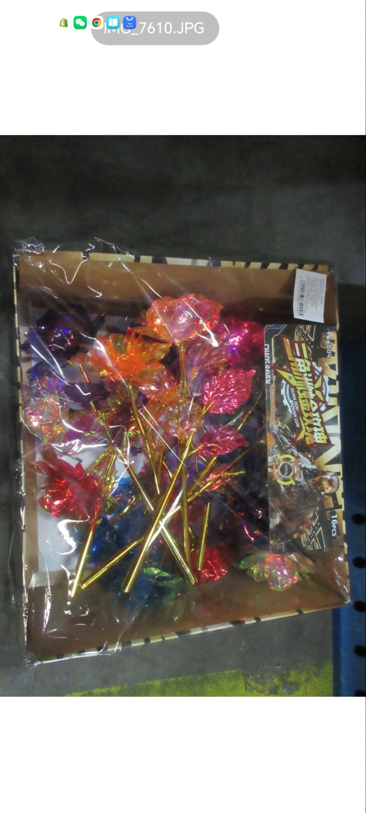 E124-Plastic Roses Crystal look(16PCs box$80)