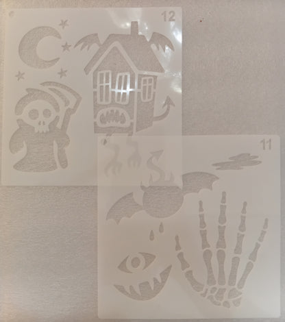 E323- 24 PC HALLOWEEN STENCIL SET (LARGE 6X6IN)
