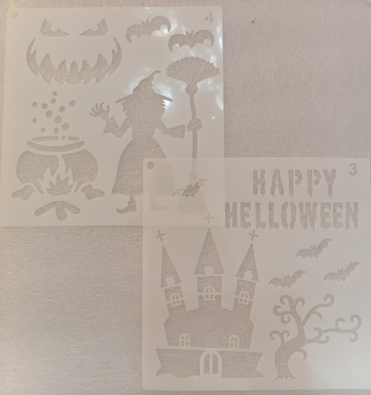 E323- 24 PC HALLOWEEN STENCIL SET (LARGE 6X6IN)
