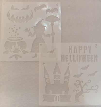 E323- 24 PC HALLOWEEN STENCIL SET (LARGE 6X6IN)