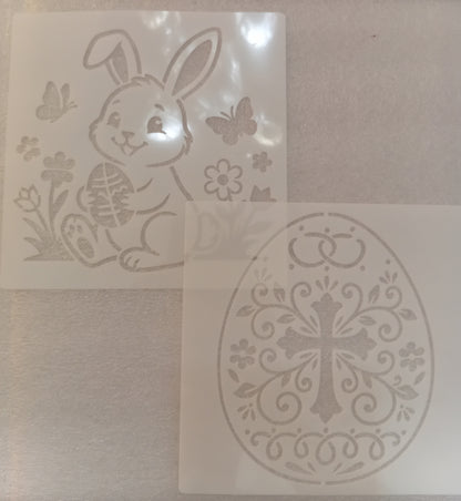 E319- 16PC EASTER STENCIL SET (LARGE 6X6IN)